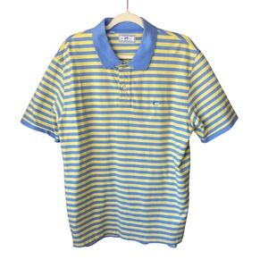 Southern Tide Skipjack Polo Men XL Blue Yellow Striped Short Sleeve Cotton Pique